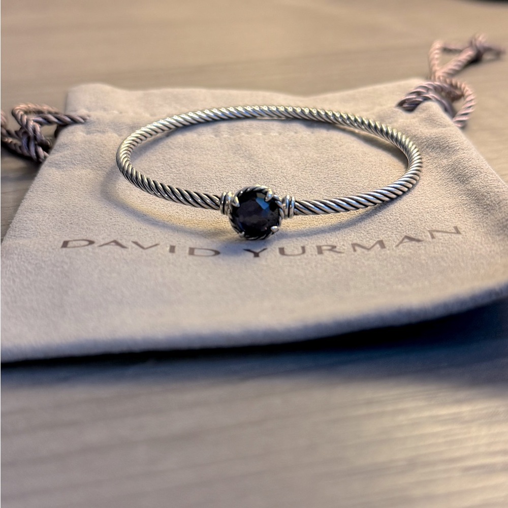 David Yurman Silver Petite Chatelaine bracelet with black orchid stone
